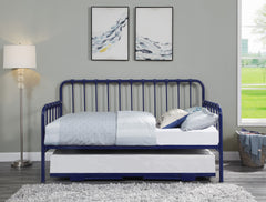 Daybed with Lift-up Trundle 1pc Navy Blue Finish Metal Frame Classic Design Home Furniture