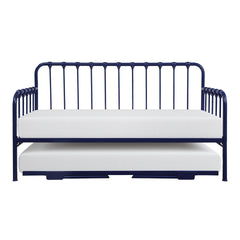Daybed with Lift-up Trundle 1pc Navy Blue Finish Metal Frame Classic Design Home Furniture