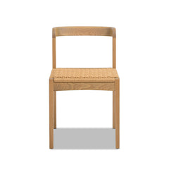 Capri Woven Seat Oak Wood Dining Chair Natural Brown Red Oak