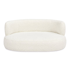 Shep 36" Curved Dog Sofa Bed, Medium, Ivory White Boucle