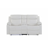 Blanche White Console Reclining Loveseat with LED Lights and Speakers