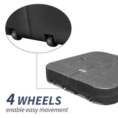 Patio Umbrella Base with Wheels, Water & Sand Filled Weighted Base for Most Cantilever Offset Umbrella, 300LBS, Square, Black, 38'' X 38''