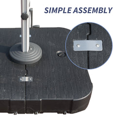 Patio Umbrella Base with Wheels, Water & Sand Filled Weighted Base for Most Cantilever Offset Umbrella, 300LBS, Square, Black, 38'' X 38''