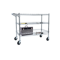 Heavy Duty Rolling Utility Cart,3 Tier Rolling Carts with Wheels,with Handle Bar & Shelf Liners,36"x18"x32"Storage Cart for Kitchen,Restaurant,Plant Display,Chrome
