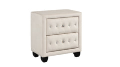 Sophia Modern Style Crystal Tufted 2-Drawer Nightstand Upholstered with Velvet Fabric Made with Wood in Cream same as G150108592 (NJ inventory)