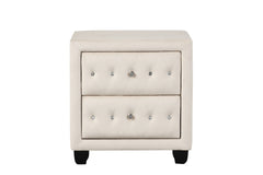Sophia Modern Style Crystal Tufted 2-Drawer Nightstand Upholstered with Velvet Fabric Made with Wood in Cream same as G150108592 (NJ inventory)
