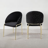 Onyx Modern Style 2PC Chairs made with Velvet fabric and Gold coated metal Legs - Black
