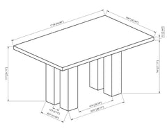 1pc White Rectangular Marble-like Tabletop Dark-finished Base Wooden Dining Room Furniture