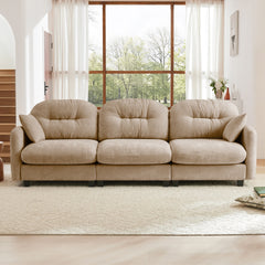 Three-Seate Modular Sectional Couch,Soft Chenille Fabric High-Density Foam,Tufted Cushion Backrest Design Ergonomic Design,Elegant Armrests,High Quality Wooden Base,Fits Bedrooms Living Rooms,Camel