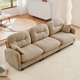 Three-Seate Modular Sectional Couch,Soft Chenille Fabric High-Density Foam,Tufted Cushion Backrest Design Ergonomic Design,Elegant Armrests,High Quality Wooden Base,Fits Bedrooms Living Rooms,Camel