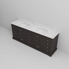 Espresso Double Bath Vanity 84 in. W x 22 in. D, with Carrara Marble Top