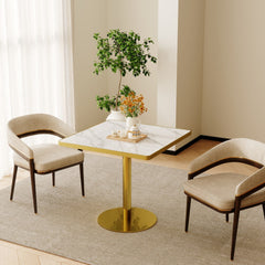 Square Modern Dinning Table 31.5 inches Bistro Table Tulip Table with Faux Marble top,Easy Assemble,Sturdy Metal Frame Diameter