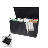 260 Gallon Resin Outdoor Deck Box Waterproof, Extra Large Patio Storage Box with Lockable Storage Containers for Patio Furniture Cushions, Pool Accessories, Garden Tools