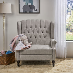 Oversized Tufted Wingback Fabric Push Back Recliner with Nailhead Trim and Button Tufted Diamond Stitch for Living Room, Bedroom