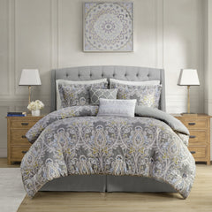 6 Piece Cotton Comforter Set Grey Cal King