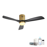 52" Smart Ceiling Fan with Light - Gold Finish, Matte Black Blades, APP & Alexa Voice Control, Quiet Reversible Motor, Dimmable LED with Timer