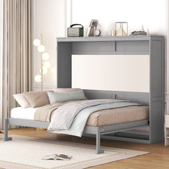 Queen Size Murphy Bed Wall Bed,Gray