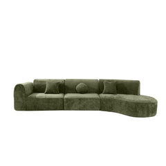 140" Modern Curved Sectional Sofa with High-Density Fully Compressed Sponge and Chaise Lounge, 3-Piece Set, Fully Assembled Right Hand Facing, Perfect for Living Room, Lounge