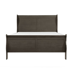 1pc Gray Finish Full Size Bed Traditional Louis Philippe Style Wooden Bedroom Furniture