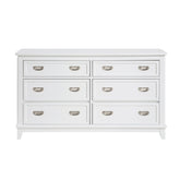 White Finish Dresser with 6 Drawers Wooden Modern Bedroom Furniture 1pc