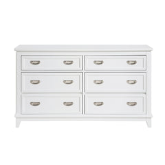 White Finish Dresser with 6 Drawers Wooden Modern Bedroom Furniture 1pc