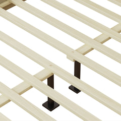 Solid Wood Platform Queen Bed With Rattan