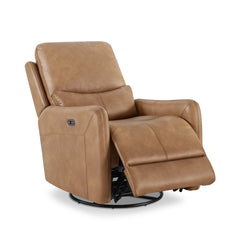 Dublin 30" Swivel Power Recliner Arm Chair Saddle Brown Faux Leather
