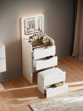 3 in 1 Vanity Desk with Plip Top Mirror, Small Make Up Vanity Set with Visible Glass Desktop, Compact Makeup Vanity with 3 Drawers, Dressing Table for Bedroom ( WHITE COLOR )