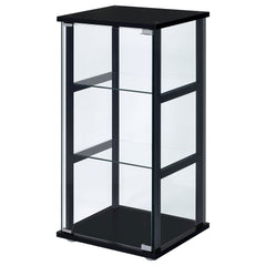 Callie Black Glass 3-Shelf Curio Cabinet