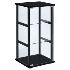 Callie Black Glass 3-Shelf Curio Cabinet