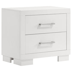 Copper White 2-Drawer Rectangular Nightstand with Bar Handle Pulls