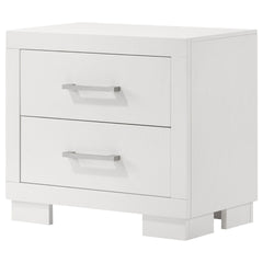 Copper White 2-Drawer Rectangular Nightstand with Bar Handle Pulls