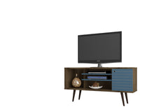 TV Stand in Rustic Brown and Blue Slate