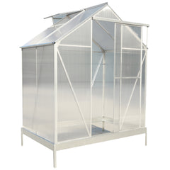 6.3'*4.2'*7' Polycarbonate Greenhouse, Heavy Duty Outdoor Aluminum Walk-in Green House Kit with Rain Gutter, Vent and Door for Backyard Garden, color aluminium