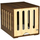 PawHut Furniture Style Dog Crate End Table with Removable Door Panel, Dog Crate Bed with Foam Cushion, Safety Lock, Indoor Use, for Small & Medium Dogs, Brown