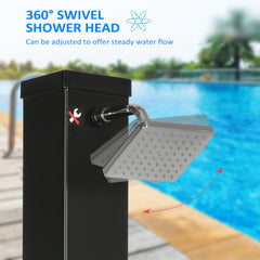 Outsunny 10.6 Gallons Solar Heated Shower with Free-Rotating Shower Head, Temperature Adjustment & Foot Shower, 2-Section Outdoor Shower for Backyard Poolside Beach Pool Spa, 7ft