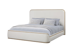 Queen Upholstered Bed - Toffee & White Sand