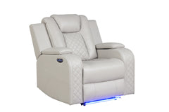 BENZ LED & Power Recliner Chair Made With Faux Leather in Ice same asG150109061 (B is NJ inventory, G is CA inventory,)