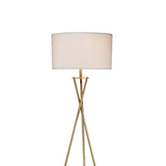 64.5" Tall "Ester" Mid-Century Metal Floor Lamp, Hourglass Design, Matte Gold