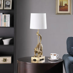 24" In Wildlife Old World Gold Capuchin Monkey Polyresin Table Lamp