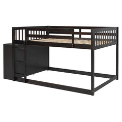 Full over Full Bunk Bed with 4 Drawers and 3 Shelves-Espresso