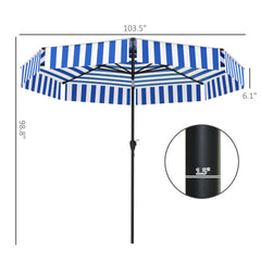 2-Tier Vented Patio Table Umbrella,Outdoor Market Umbrella,Patio Umbrella with Crank 8 Ribs,Tiltable Porch Umbrella,for Outdoor