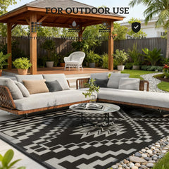 Patio Rug,Reversible Outdoor Rug, Waterproof Plastic Straw with Carry Bag