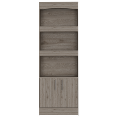 Bookcase, Three Shelves, Double Door Cabinet, Metal Hardware, Light Gray