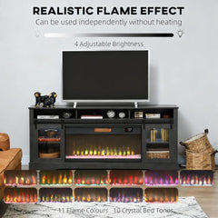 TV Console with Electric Fireplace, Open Storage and Side Cabinets