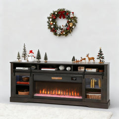 TV Console with Electric Fireplace, Open Storage and Side Cabinets