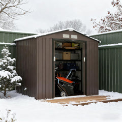 Brown 83.75" L x 51.25" W x 72.75" H Outdoor Storage Shed, Garden Tool House for Backyard Patio