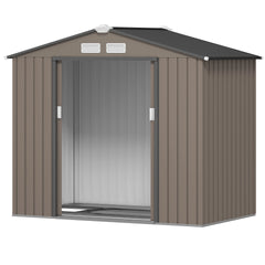 Brown 83.75" L x 51.25" W x 72.75" H Outdoor Storage Shed, Garden Tool House for Backyard Patio