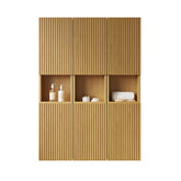 MITCH 41" Bathroom Wall Mounted Cabinet, Composed of 6 Cabinets with Doors, Can be Used in Combination or Individually, Suitable for Bathroom, Living Room, and Laundry, Corolla Oak Woodgrain Color