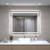 Tempered LED Bathroom Mirror 40 "x 32 " with Front and Backlight, Large Dimmable Wall Mirrors with Anti-Fog, Memory, 3 Colors, LED Vanity Mirror